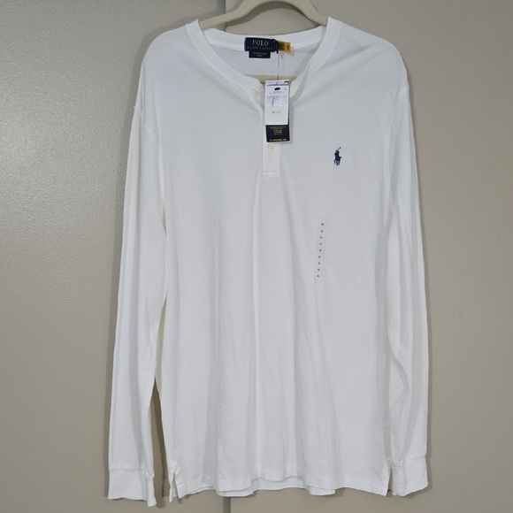 Polo by Ralph Lauren Men's White Long Sleeve Henley Mesh Shirt Size XL NWT - Picture 1 of 8